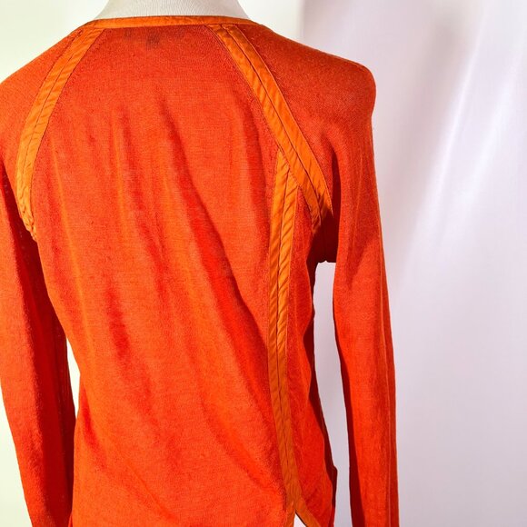 Lafayette 148 Size M Thin Knit Cardigan Orange Linen Blend - Picture 9 of 16
